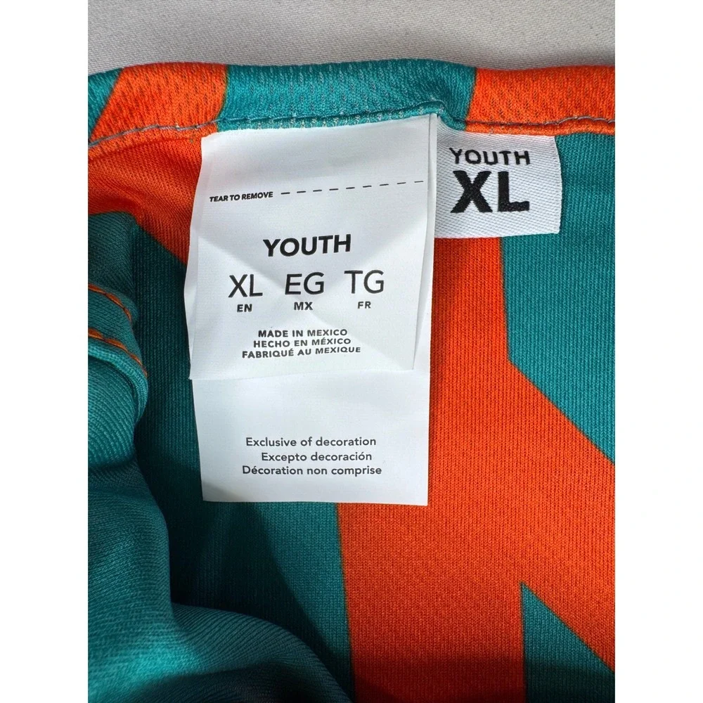 NFL Flag Football Miami Dolphins Youth XL Jersey Aqua Orange V-Neck reversible